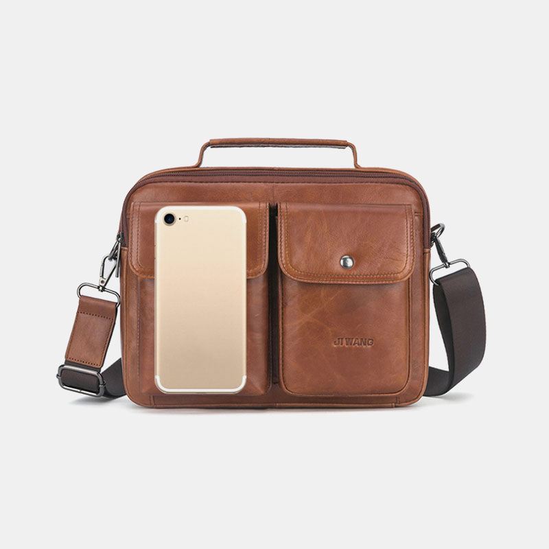 Mænd Ægte Læder Multifunktion Retro Håndtaske Med Stor Kapacitet Skuldertaske Cross Body Taske