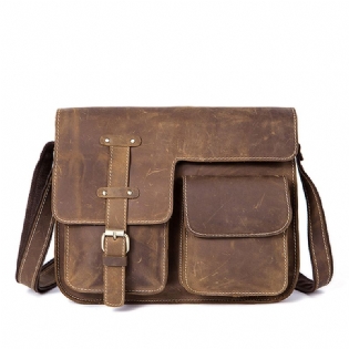 Mænd Ægte Læder Multifunktionel Minimalistisk Retro Skulder Crossbody Taske