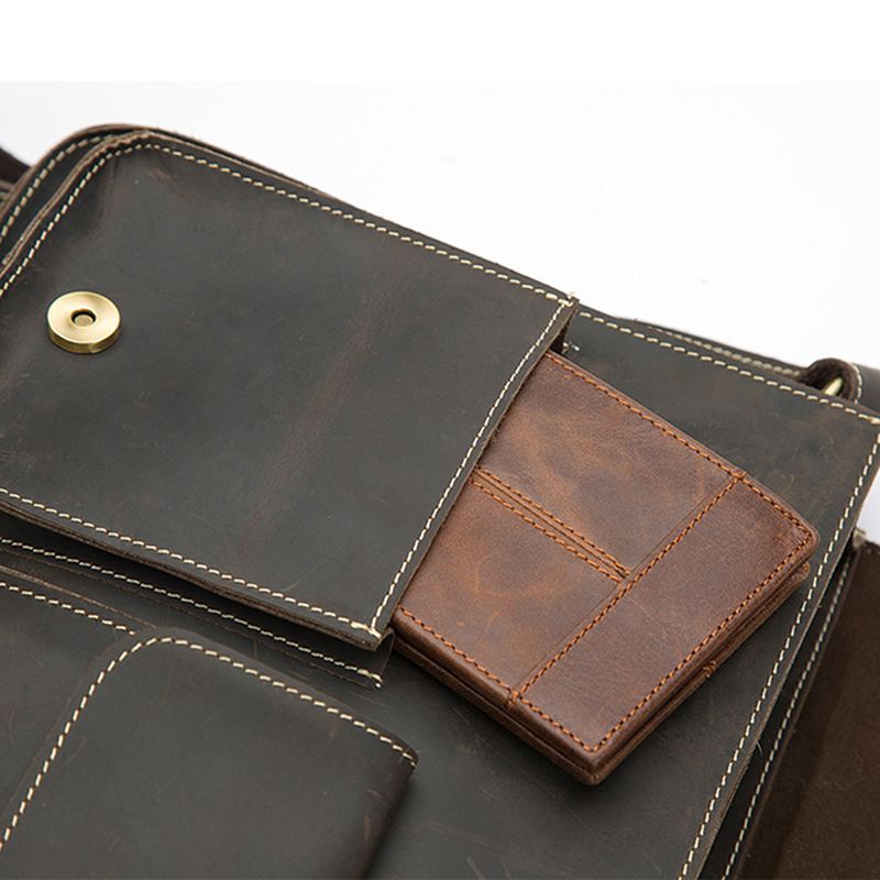 Mænd Ægte Læder Multifunktionel Minimalistisk Retro Skulder Crossbody Taske