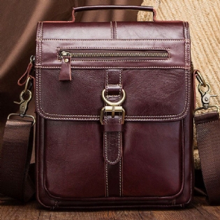 Mænd Ægte Læder Okselæder Retro Multi-lommer Multi-layers Crossbody Taske