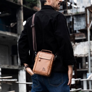 Mænd Ægte Læder Retro Business Small Koskind Læder Skuldertaske Crossbody Taske