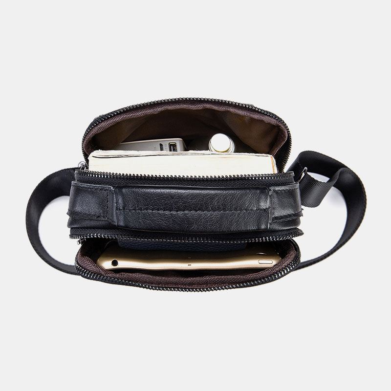Mænd Ægte Læder Retro Business Small Koskind Læder Skuldertaske Crossbody Taske