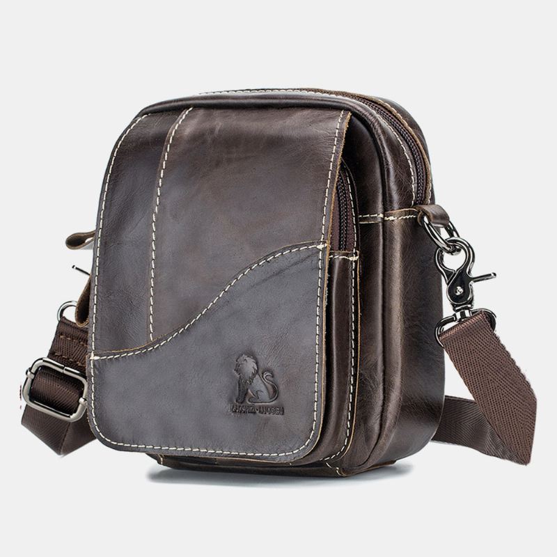 Mænd Ægte Læder Slidfast Vintage Kohud Crossbody Tasker Med Stor Kapacitet Skuldertaske Enkel Taske