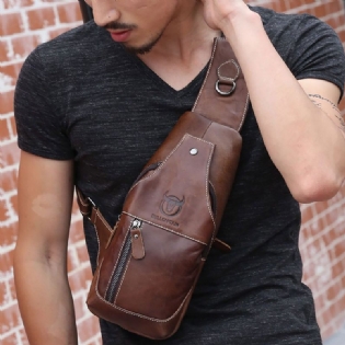 Mænd Ægte Læder Slidmodstandsdygtig Tekstureret Business Casual Brun Sort Brysttaske Skulder Crossbody Taske
