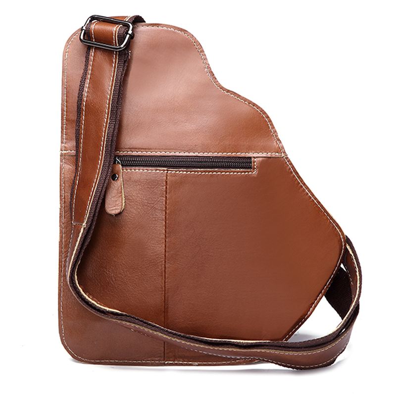 Mænd Ægte Læder Sling Bag Business Casual Outdoor Chest Crossbody Taske Til Ipad Mini