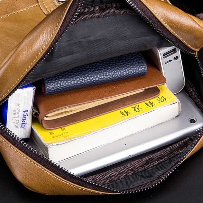 Mænd Ægte Læder Solid Crossbody Taske Udendørs