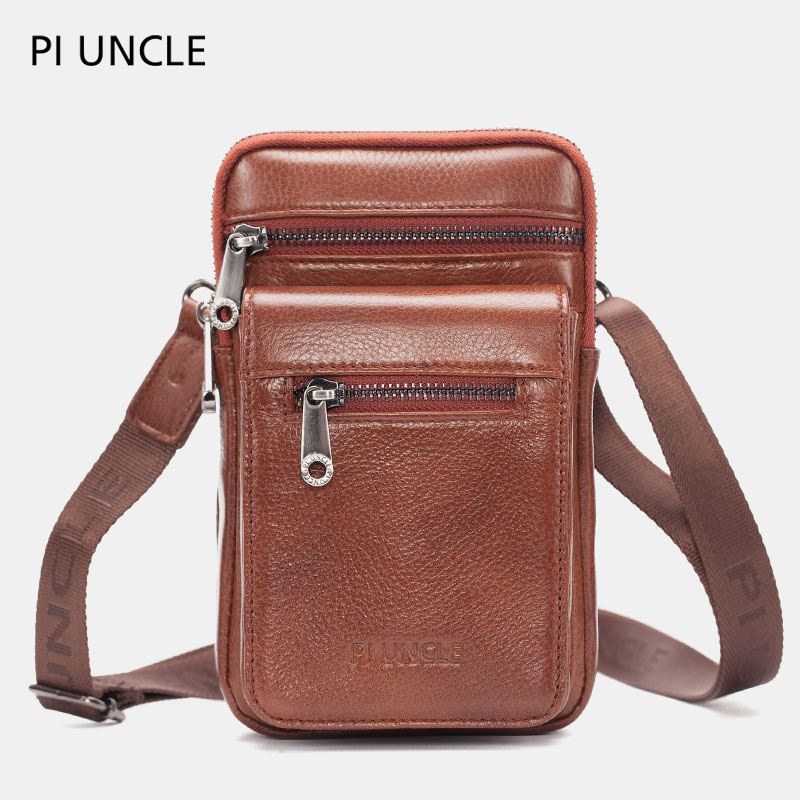 Mænd Ægte Læder Taljetaske Crossbody Taske Skuldertaske