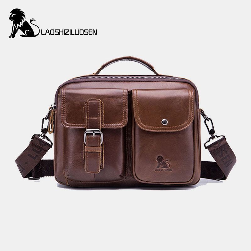 Mænd Ægte Læder Vintage Business Taske Crossbody Taske Håndtaske Til Arbejde