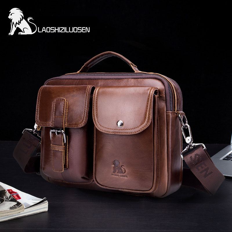 Mænd Ægte Læder Vintage Business Taske Crossbody Taske Håndtaske Til Arbejde
