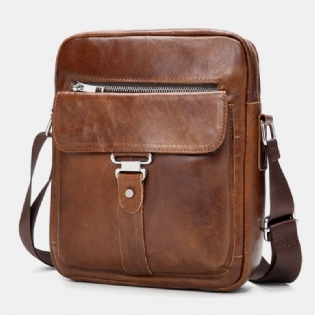 Mænd Business Retro Ægte Læder Vandtæt Slidstærk Crossbody Taske