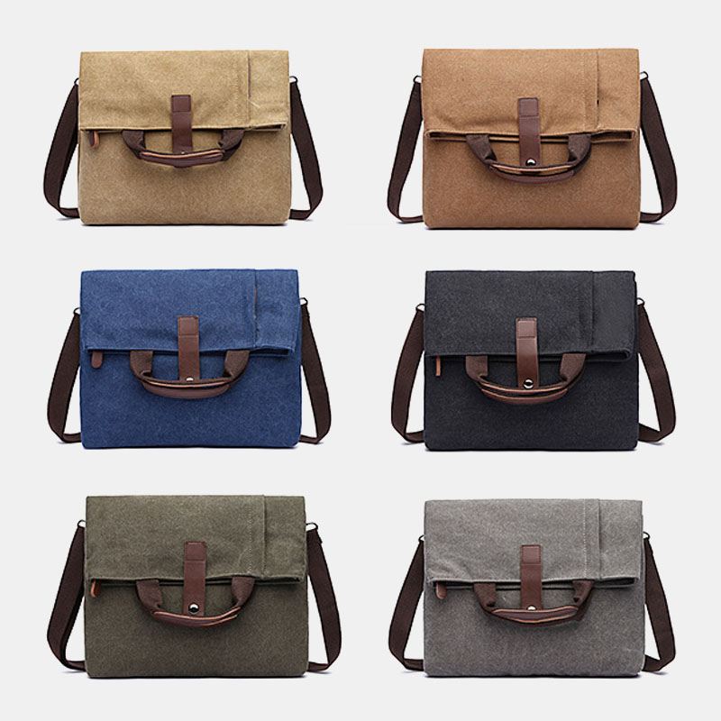 Mænd Canvas Anti-theft Vandafvisende Vintage Messenger Bag Skuldertaske Crossbody Bag Håndtaske