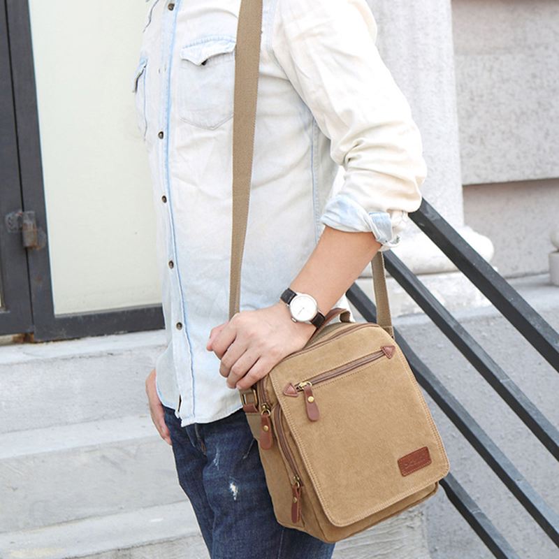 Mænd Canvas Håndtaske Ipad Taske Outdoor Crossbody Taske