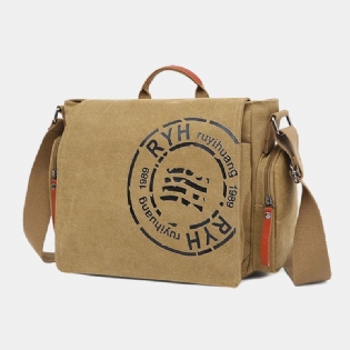 Mænd Canvas Multi-compartment Multi-pocket Casual Skuldertaske Messenger Bag Crossbody Tasker Håndtaske