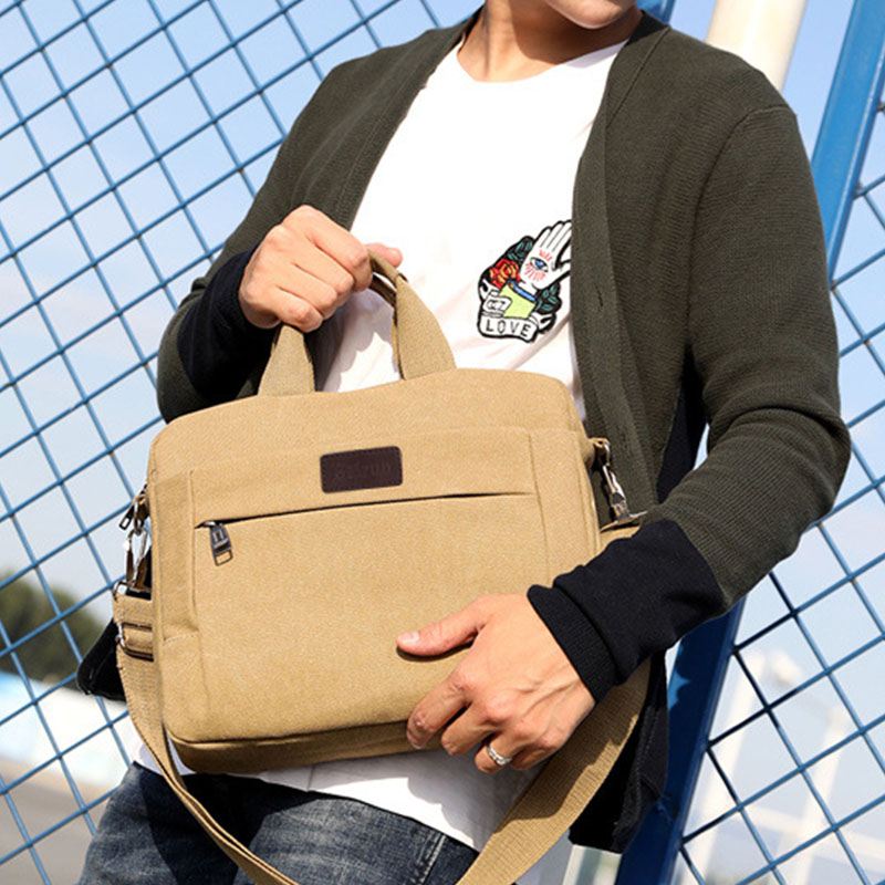 Mænd Canvas Skuldertaske Crossbody Bag Håndtaske Business Taske