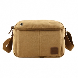 Mænd Canvas Vintage Fritid Crossbody Taske Solid Vandret Skuldertaske Weekendtaske