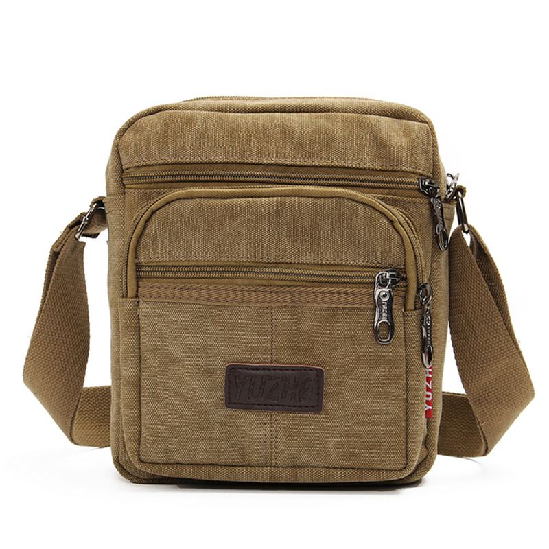 Mænd Casual Retro Canvas Skuldertasker Multi Pocket Crossbody Tasker