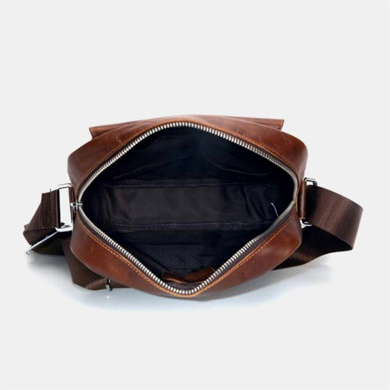 Mænd First Layer Kohud Stor Kapacitet Crossbody Tasker Vintage Slidfast Ryg Anti-tyveri Lomme Skuldertaske