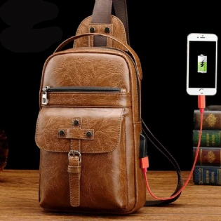 Mænd Imiteret Læder Modetaske Crossbody Taske Brysttaske