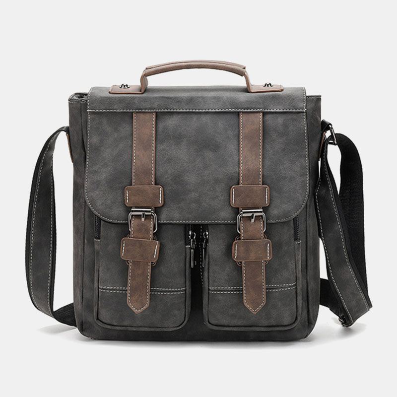 Mænd Kunstlæder Retro Multi-pocket Multifunktion Crossbody Taske Skuldertaske Rejsetaske