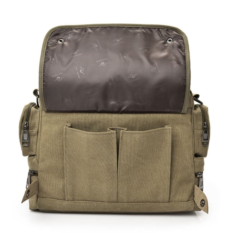 Mænd Kvalitet Canvas Casual Business Stor Kapacitet Funktionel Håndtaske Crossbody Taske