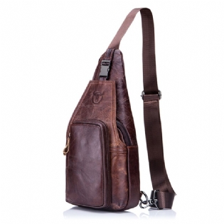 Mænd Læder Brysttaske Vintage Travel Mode Crossbody Skuldertaske