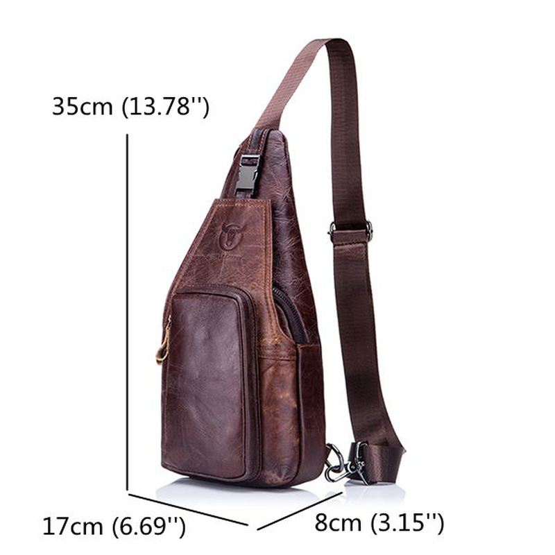 Mænd Læder Brysttaske Vintage Travel Mode Crossbody Skuldertaske