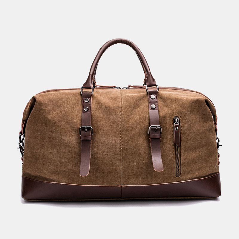 Mænd Lærred Pu Læder Stor Kapacitet Multi-pocket Håndtaske Skuldertaske Rejsetaske Duffle Bag Crossbody Taske