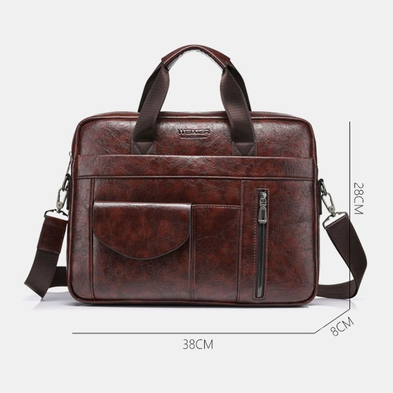 Mænd Multi-pocket Anti-theft Crossbody Tasker Retro 13.3 Tommer Laptop Messenger Bag Med Stor Kapacitet Briefcase Skuldertaske
