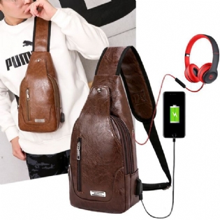 Mænd Multifunktionel Usb Crossbody Taske Brysttaske Skuldertaske Business Outdoor