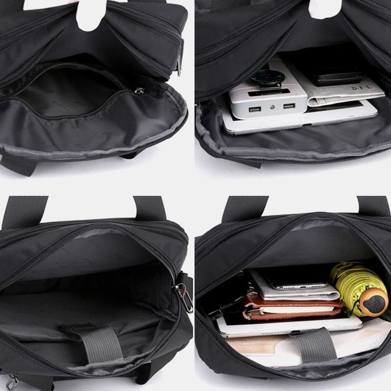 Mænd Nylon Casual Brief Vandtæt Multi-pocket Multi-purpose 12 Tommer Laptop Taske Håndtaske Skulder Taske Crossbody Taske