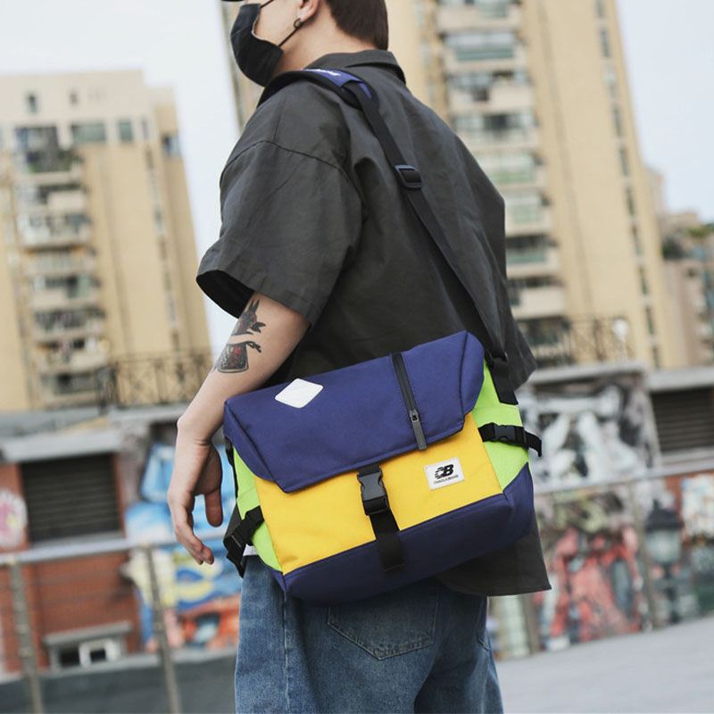 Mænd Nylon Medium Kapacitet Kontrast Farve Casual Personality Skoletaske Crossbody Bag Skuldertaske