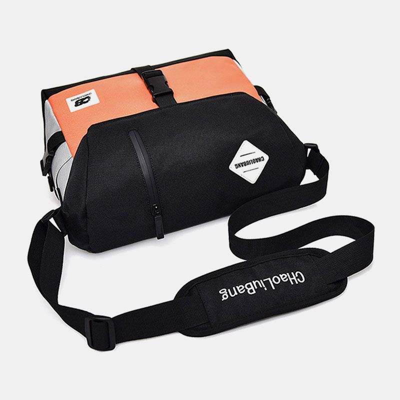 Mænd Nylon Medium Kapacitet Kontrast Farve Casual Personality Skoletaske Crossbody Bag Skuldertaske