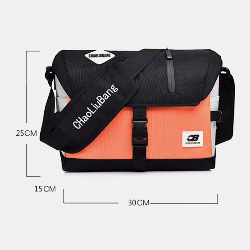 Mænd Nylon Medium Kapacitet Kontrast Farve Casual Personality Skoletaske Crossbody Bag Skuldertaske