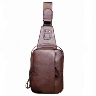 Mænd Pu Casual Lynlås Lille Sort Brun Blå Crossbody Skulderbrysttaske