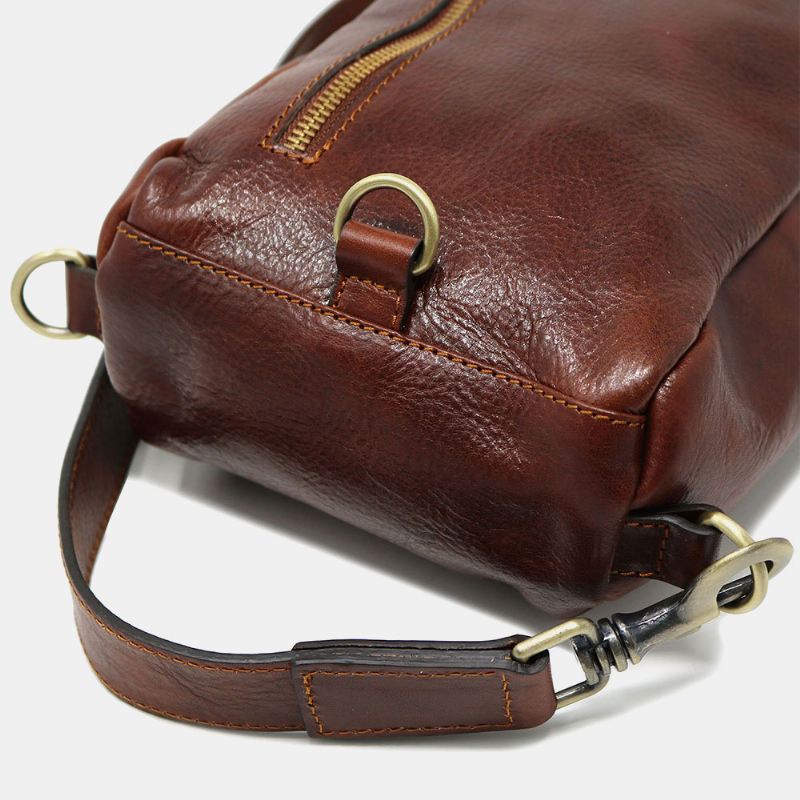 Mænd Pu-læder Anti-tyveri Vintage Casual Skuldertaske Crossbody Bag Brysttaske Sling Bag Hippie Bag