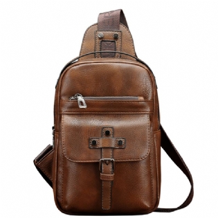 Mænd Pu Læder Business Casual Brysttaske Crossbody Skuldertaske Til Fritid