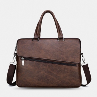 Mænd Pu-læder Multifunktion Anti-theft Vintage Business Messenger Bag Crossbody Bag Håndtaske Skuldertaske