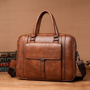 Mænd Pu Læder Multifunktion Multi-pocket Vintage Messenger Bag Crossbody Bag Håndtaske Skuldertaske
