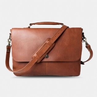 Mænd Pu Læder Multifunktion Vintage 15.6 Tommer Bærbar Tyverisikrings-taske Messenger-taske Crossbody-taske