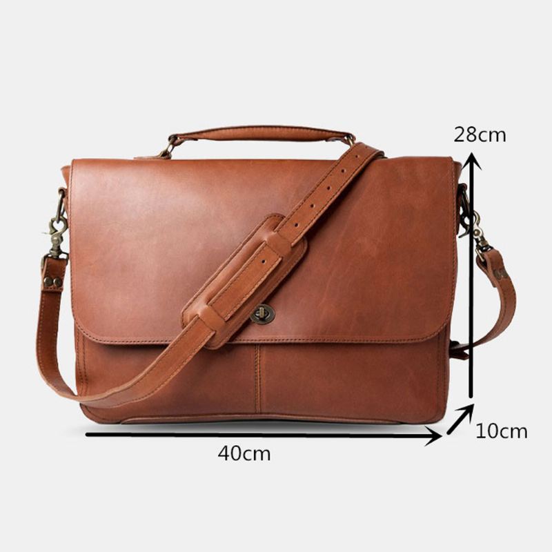 Mænd Pu Læder Multifunktion Vintage 15.6 Tommer Bærbar Tyverisikrings-taske Messenger-taske Crossbody-taske