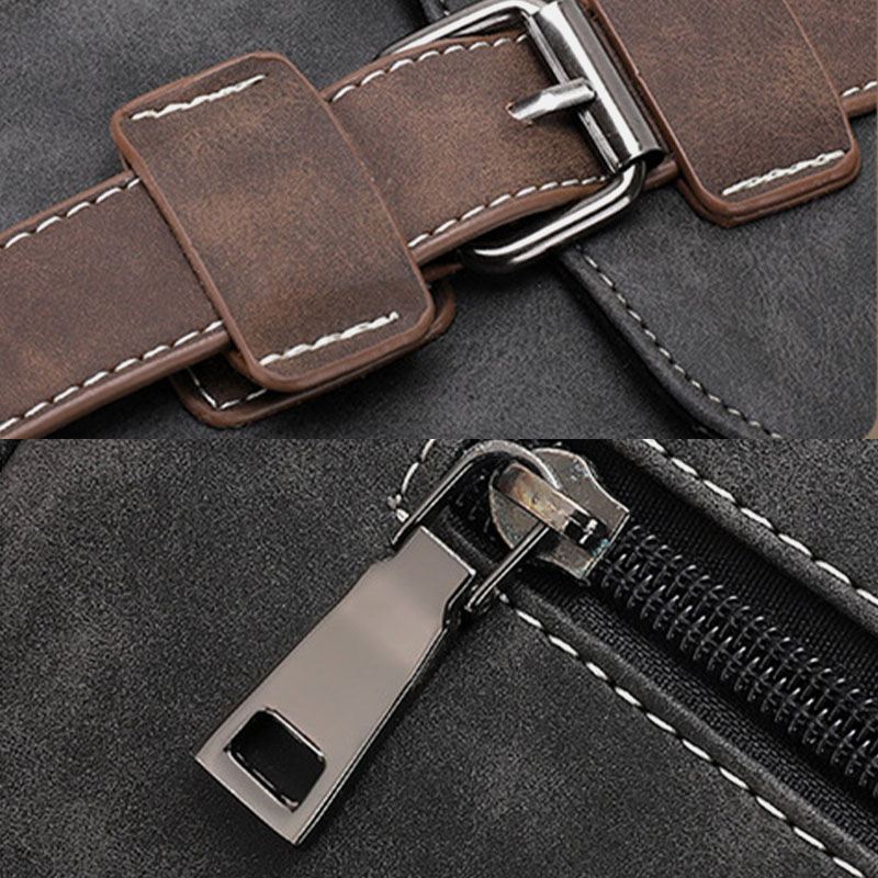 Mænd Pu Læder Multilommer Vintage Casual Vandtæt Åndbar Crossbody Tasker Skuldertasker
