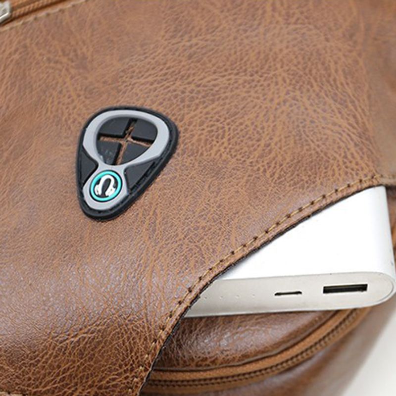 Mænd Pu-læder Retro Business Brysttaske Med Usb-opladning Ungdomslæder Skuldertaske Cross Body Taske