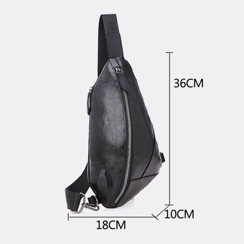 Mænd Pu-læder Usb-opladning Vandtæt Casual Crossbody-taske Brysttaske Sling Bag