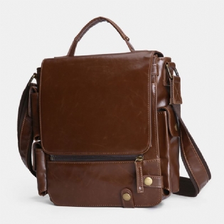 Mænd Pu-læder Vintage Business Multifunktion Multi-card Slots Multi-lommer Crossbody Bag Skuldertaske