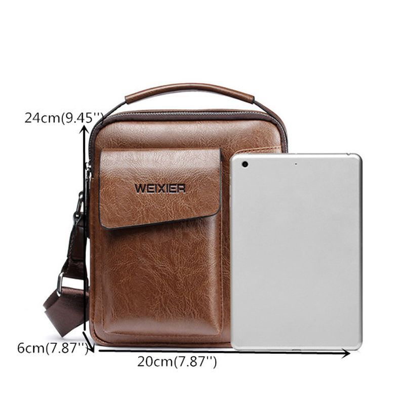 Mænd Pu Læder Vintage Håndtaske Retro Crossbody Bag Skuldertaske