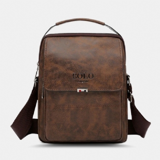 Mænd Pu Læder Vintage Tekstur Stor Kapacitet Lynlås Dekoration Crossbody Taske Skuldertaske Håndtaske