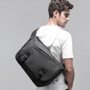Mænd Pvc Vandtæt Crossbody Taske Med Stor Kapacitet Multifunktion 15.6 Tommer Bærbar Dokumentmappe Messenger Skuldertaske