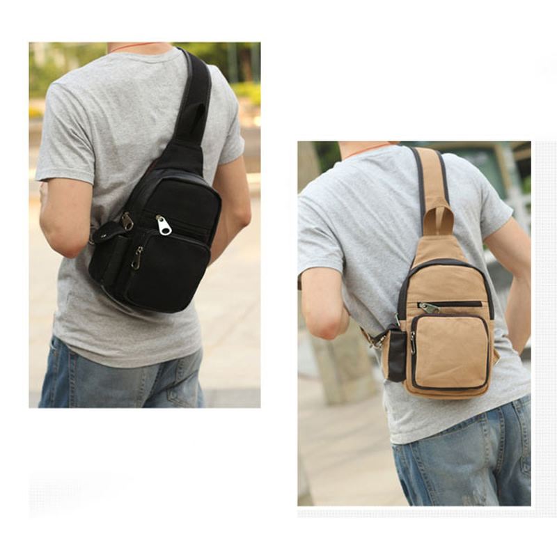 Mænd Rejsetaske I Lærred Til Udendørs Sport Crossbody Taske