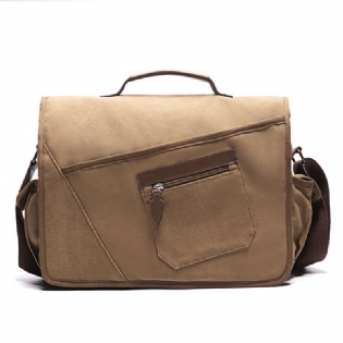Mænd Retro Messenger Bag Stødsikker Skuldertaske Med 15.6 Tommer Bærbar Lomme