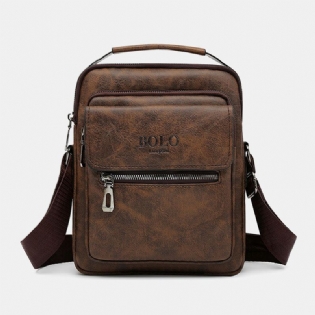 Mænd Tekstur Lynlås Dekoration Crossbody Taske Pu Læder Vintage Multi-pocket Skuldertaske Håndtaske